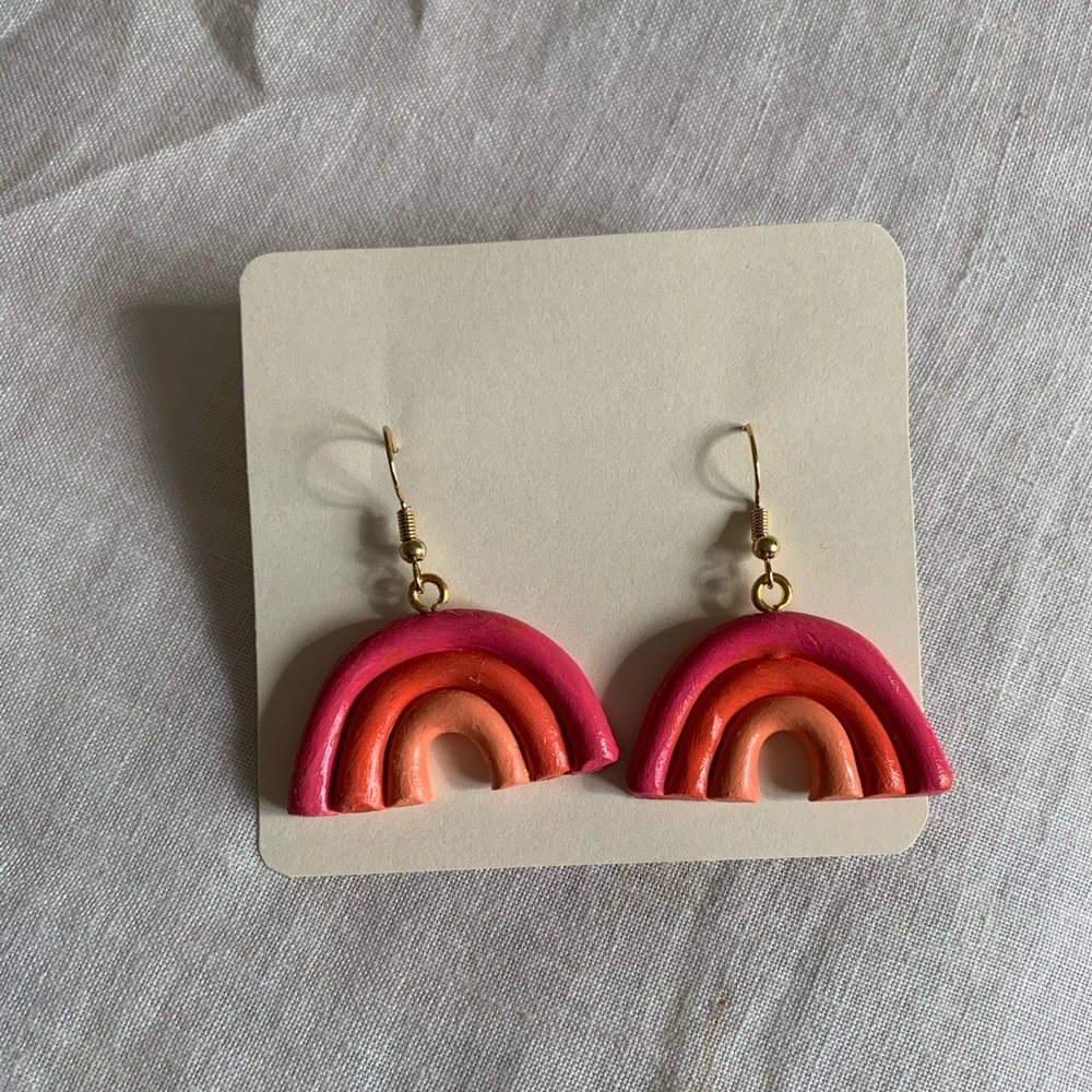 Pink and Orange Rainbow Earrings